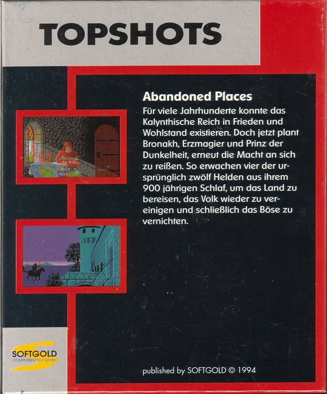 Back Cover for Abandoned Places: A Time for Heroes (DOS) (Topshots Release)