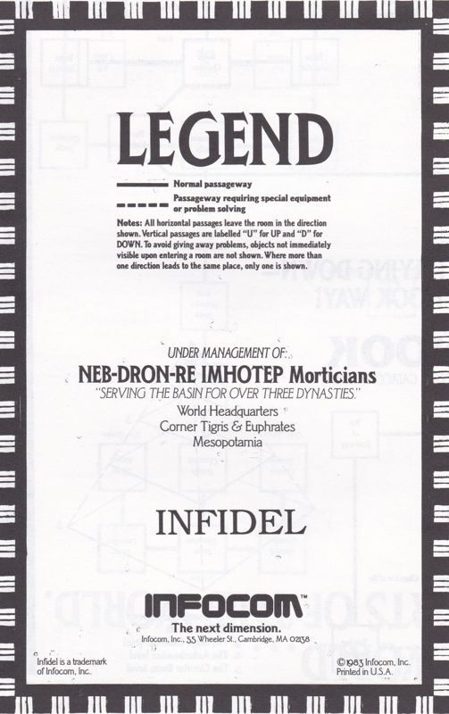 Extras for The Lost Treasures of Infocom (DOS) (3.5" Floppy IBM PC, XT, AT, PS/2, Tandy release): Fold-out Map for Infidel: Back