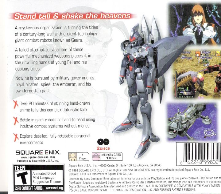 Back Cover for Xenogears (PlayStation) (Greatest Hits release)