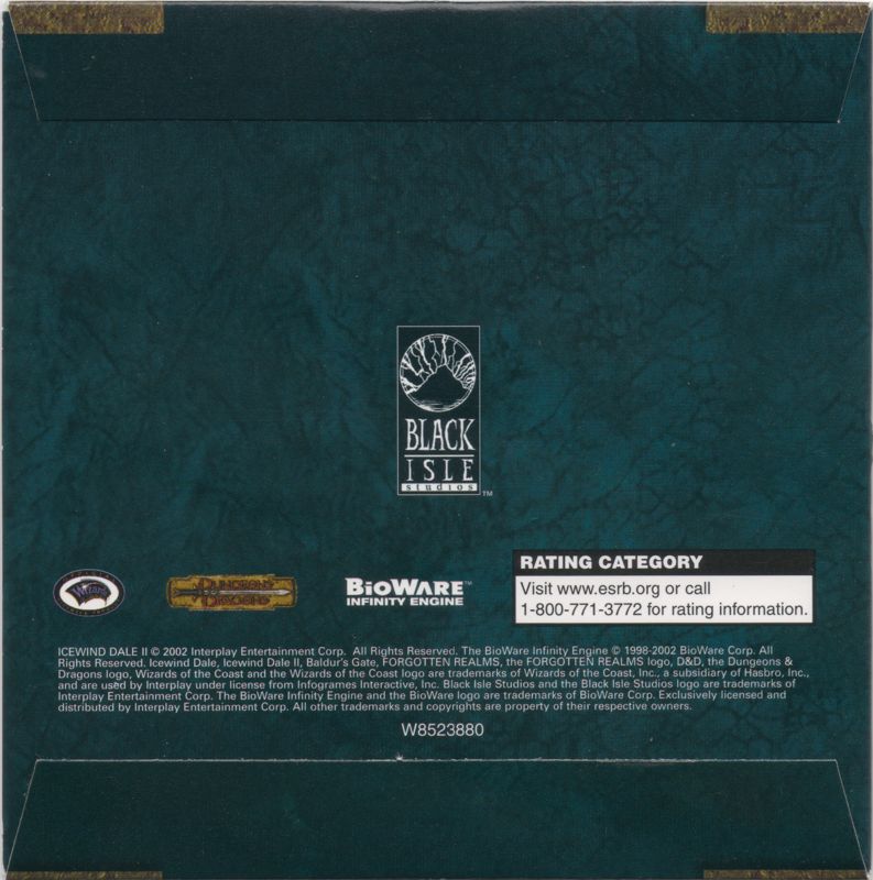 Other for Icewind Dale II: Adventure Pack (Windows): Sleeve - Back