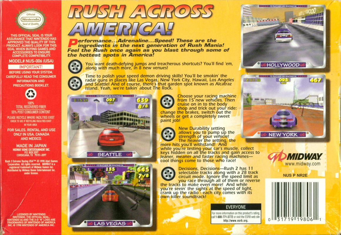 Rush 2: Extreme Racing cover or packaging material - MobyGames