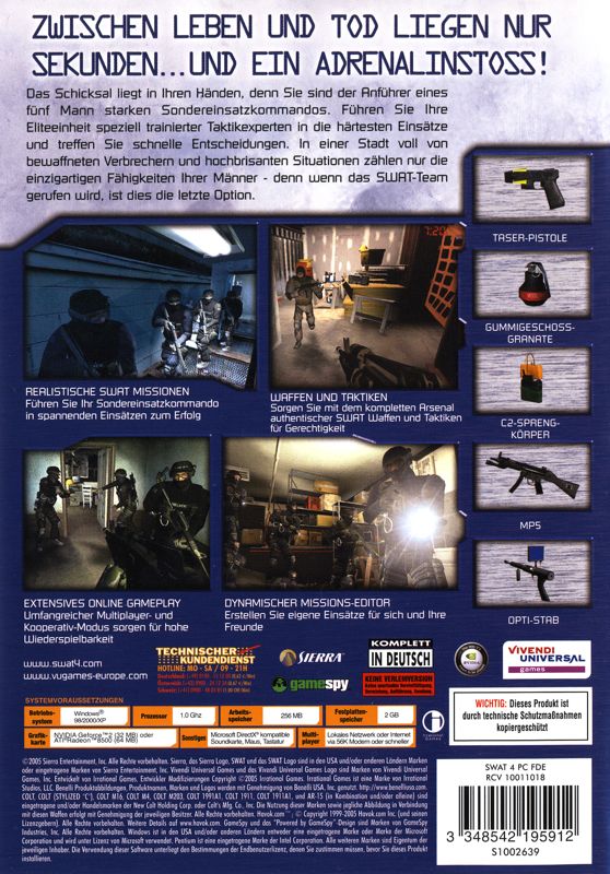 Back Cover for SWAT 4 (Windows)