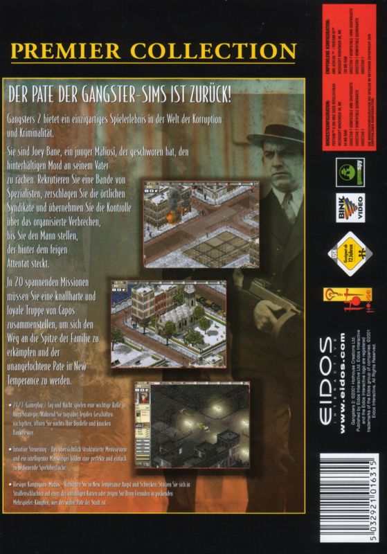 Back Cover for Gangsters 2 (Windows) (Eidos Premier Collection release)