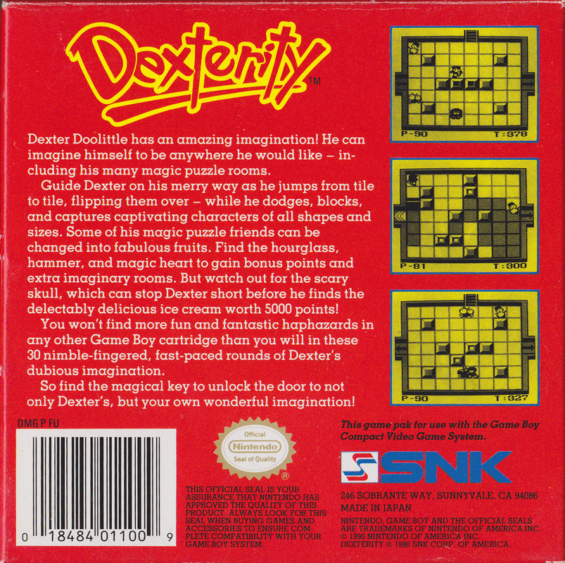 Back Cover for Dexterity (Game Boy)