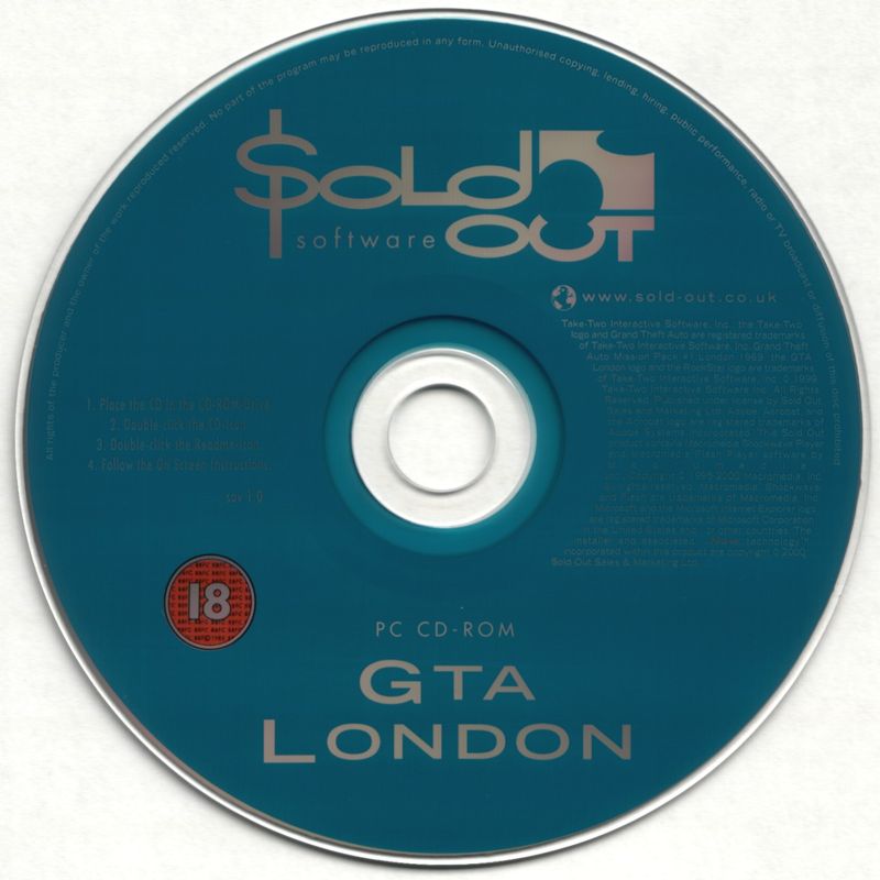 Media for Grand Theft Auto: Director's Cut (DOS and Windows) (Sold Out Software release): GTA London Disc