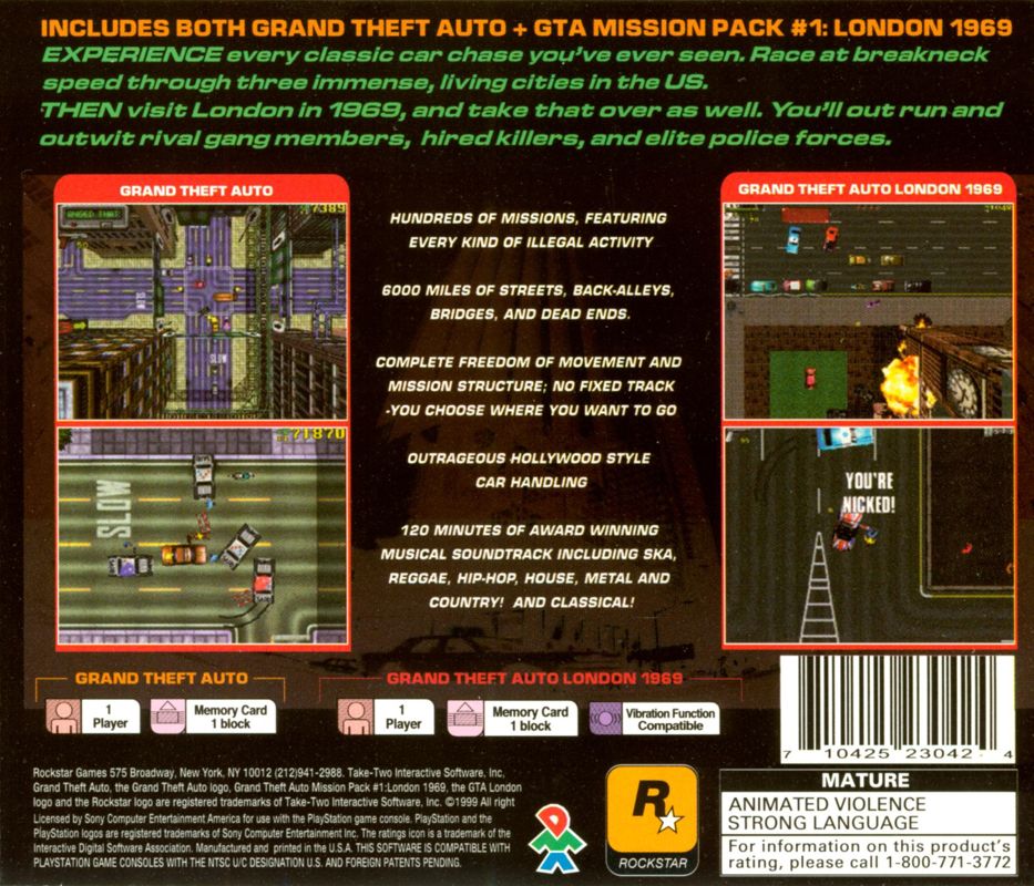 Back Cover for Grand Theft Auto: Director's Cut (PlayStation)