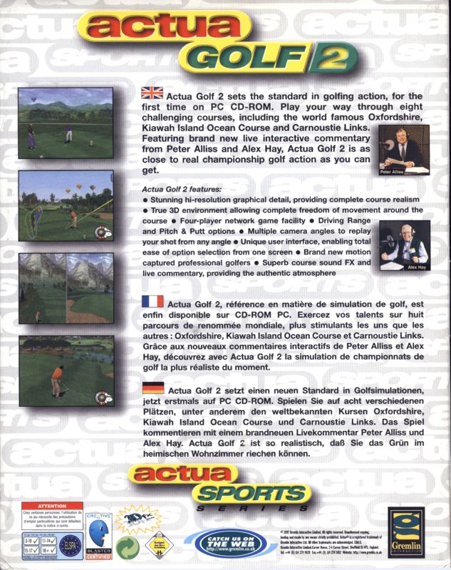 Back Cover for Fox Sports Golf '99 (Windows)