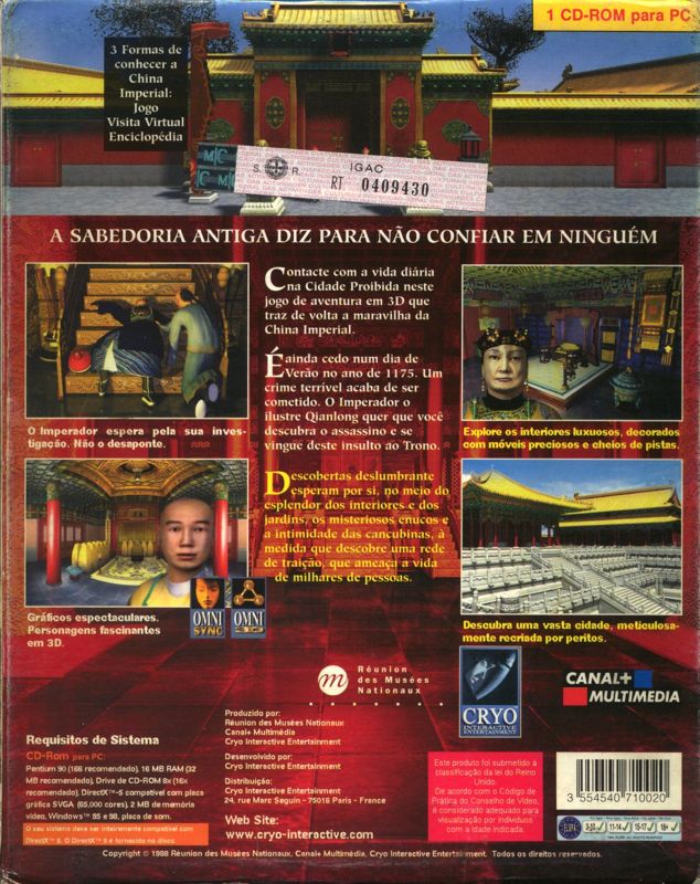 Back Cover for China: The Forbidden City (Windows)