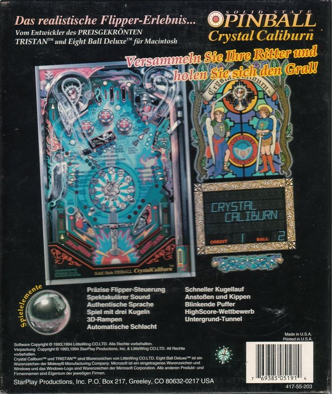 Back Cover for Crystal Caliburn (Windows 3.x)