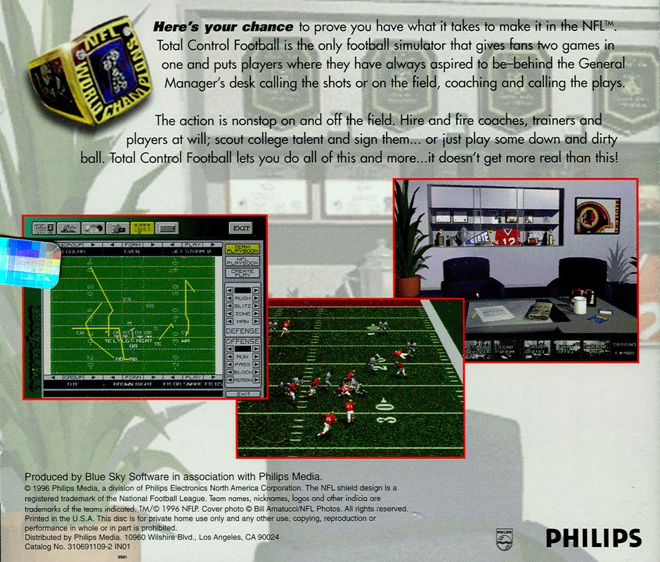 Other for Total Control Football (DOS and Windows): Jewel Case - Back