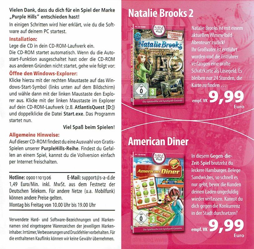 Inside Cover for Atlantis Quest Plus 2 weitere Vollversionen (Windows) (Software Pyramide release): Left Inlay