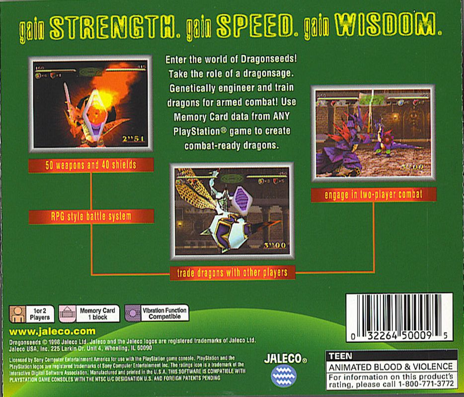 Back Cover for Dragon Seeds (PlayStation)