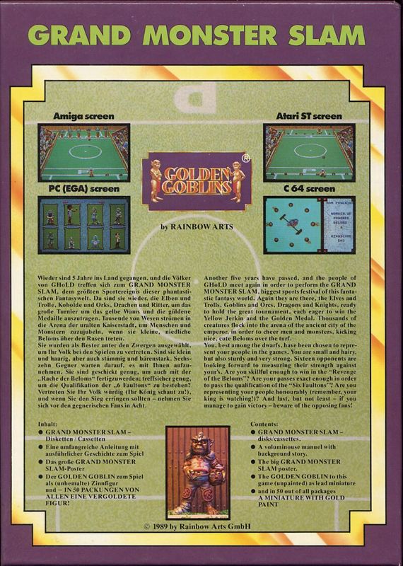 Back Cover for Grand Monster Slam (Commodore 64)