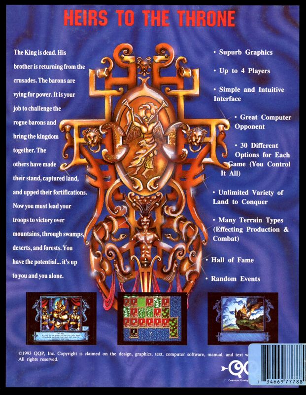 Back Cover for Heirs to the Throne (DOS)
