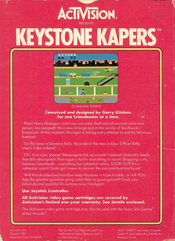 Back Cover for Keystone Kapers (Atari 2600)