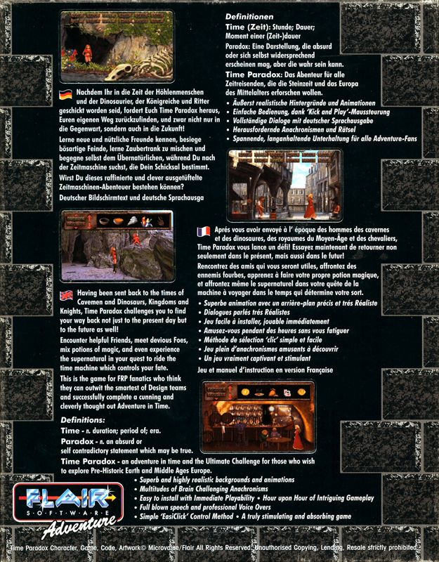 Back Cover for Time Paradox (DOS)