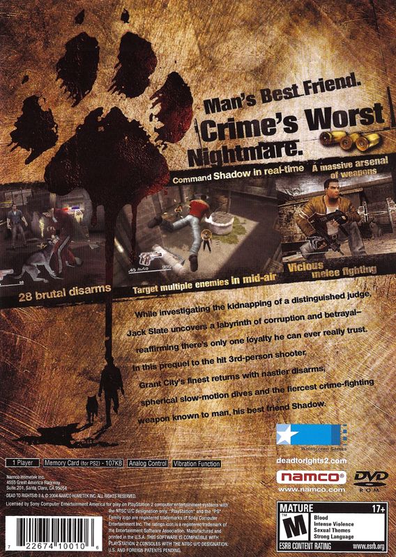 Back Cover for Dead to Rights II (PlayStation 2)
