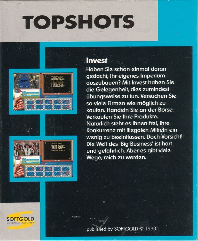 Back Cover for Inve$t (DOS) (Topshots release)