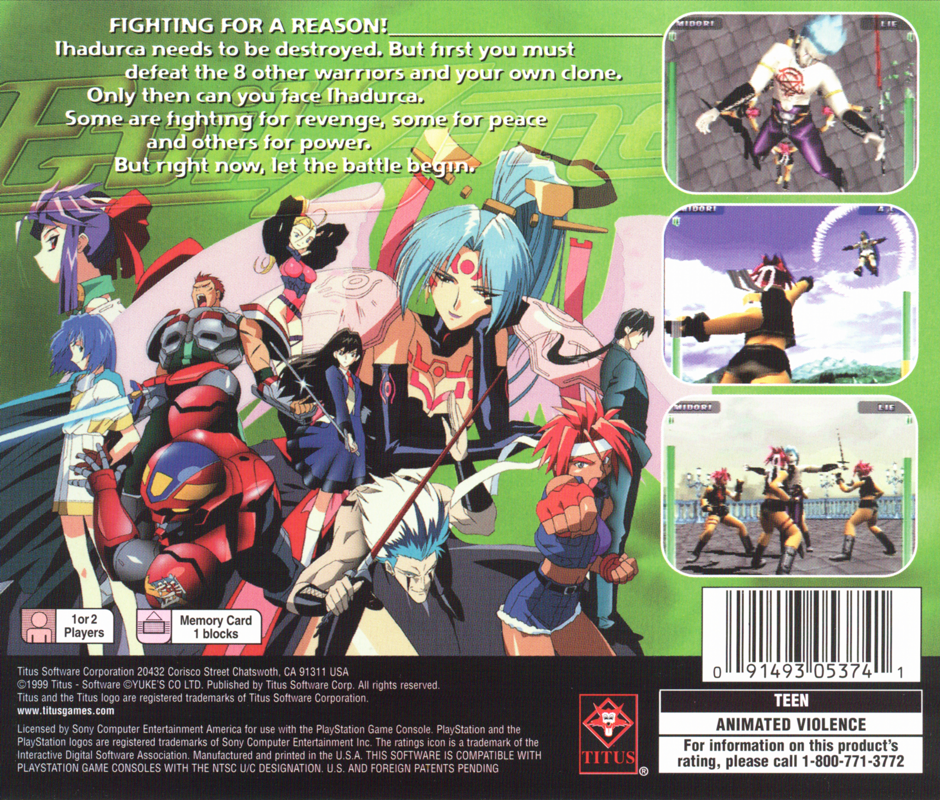 Back Cover for Evil Zone (PlayStation)