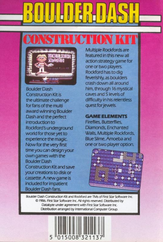 Back Cover for Boulder Dash: Construction Kit (Commodore 64)
