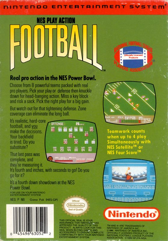 Back Cover for NES Play Action Football (NES)