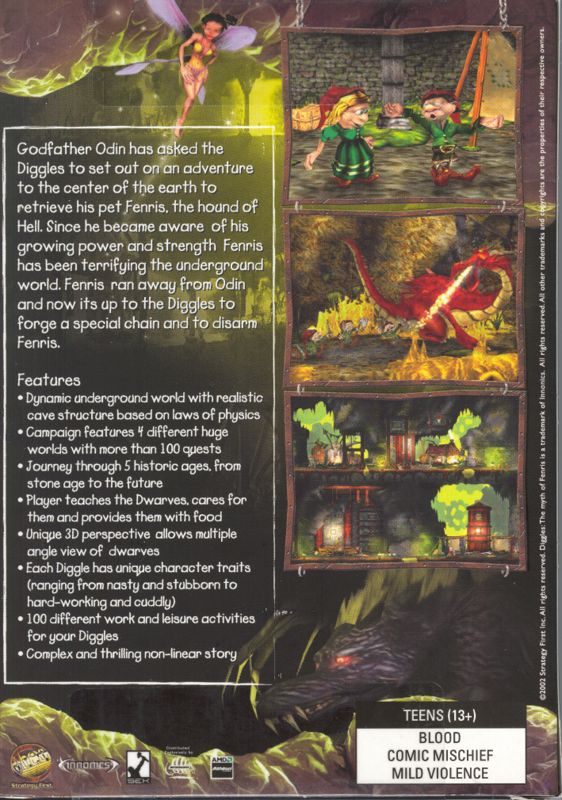 Back Cover for Diggles: The Myth of Fenris (Windows)