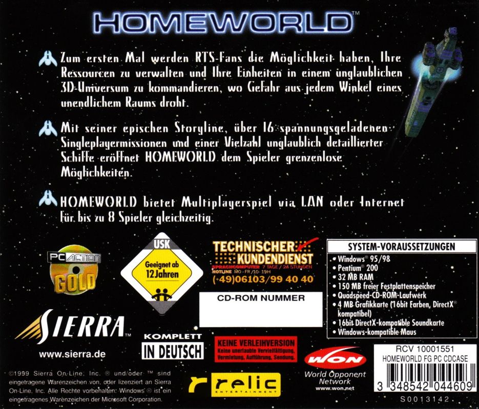 Other for Homeworld (Windows): Jewel Case - Back