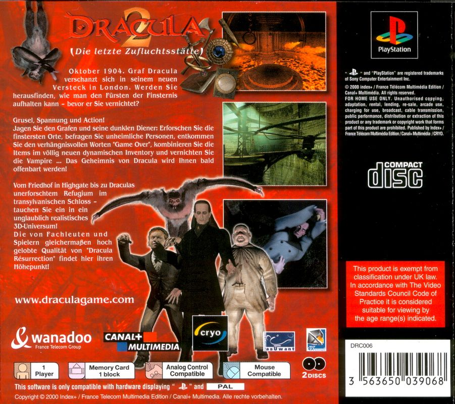 Back Cover for Dracula: The Last Sanctuary (PlayStation)
