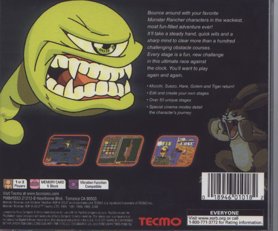 Back Cover for Monster Rancher Hop-A-Bout (PlayStation)