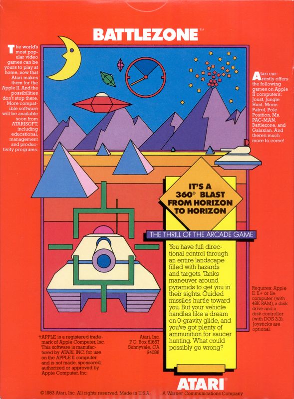 Back Cover for Battlezone (Apple II)