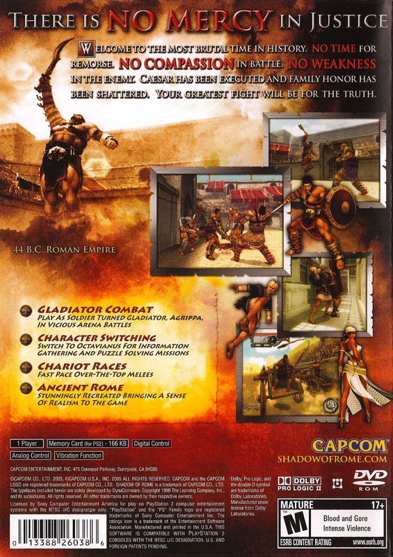Back Cover for Shadow of Rome (PlayStation 2)