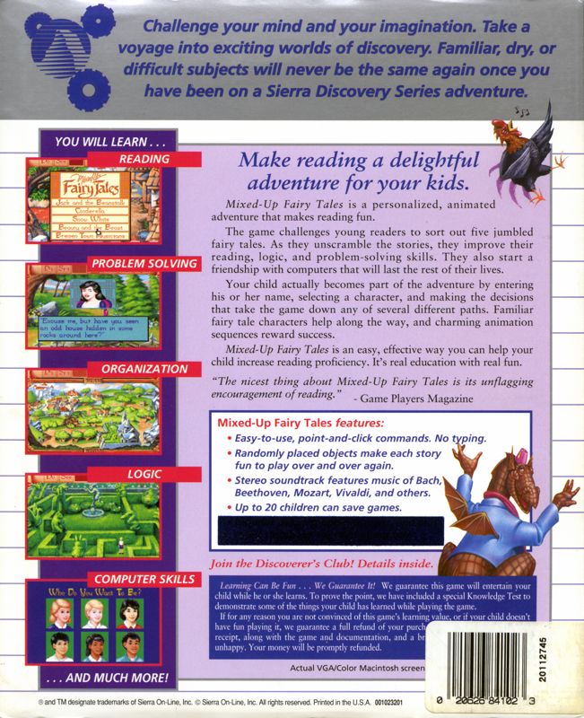Back Cover for Mixed Up Fairy Tales (DOS) (Sierra Discovery Series release)