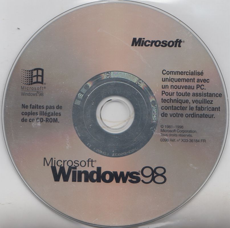 Media for Microsoft Windows 98/98SE (included games) (Windows) (OEM version, bundled with new computer)