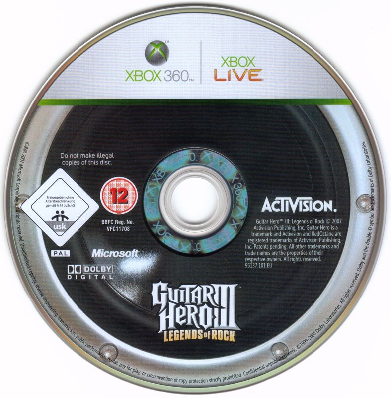 Media for Guitar Hero III: Legends of Rock (Xbox 360) (Box w/ Guitar Controller & Game)