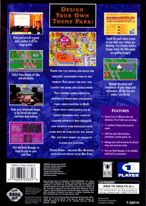 Back Cover for Theme Park (SEGA Saturn)