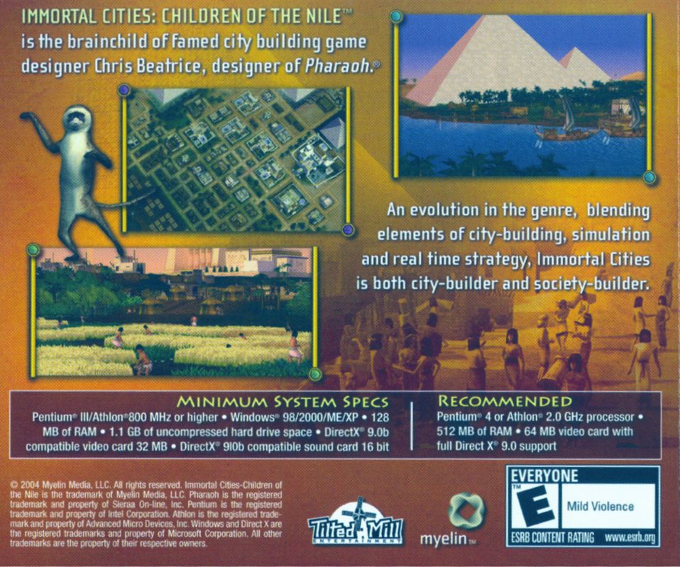 Other for Immortal Cities: Children of the Nile (Windows): Jewel Case - Back