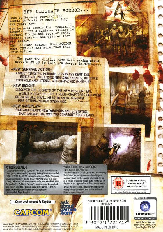 Back Cover for Resident Evil 4 (Windows)