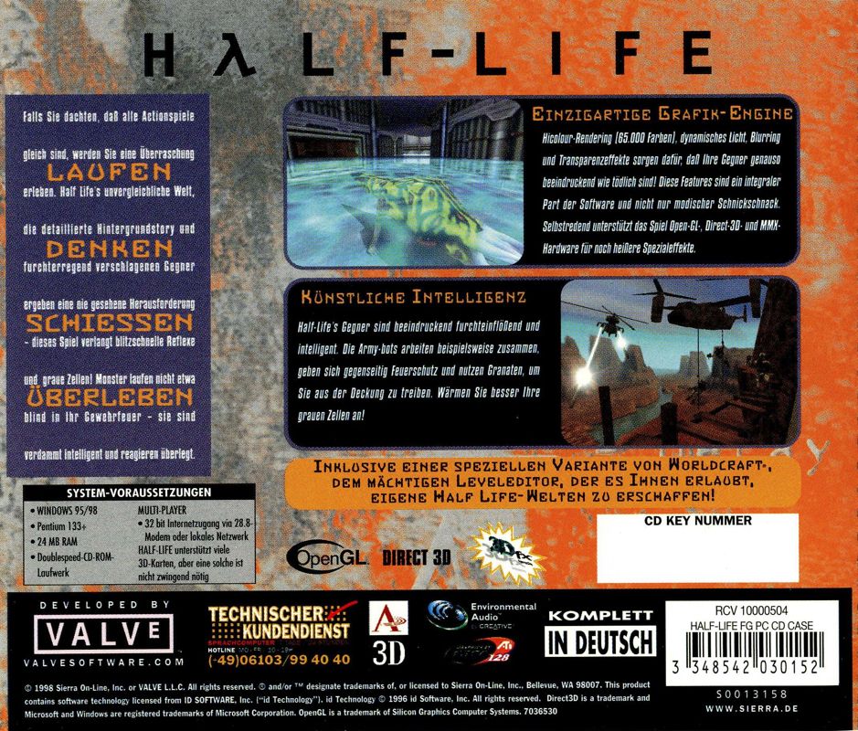 Other for Half-Life (Windows): Jewel Case - Back