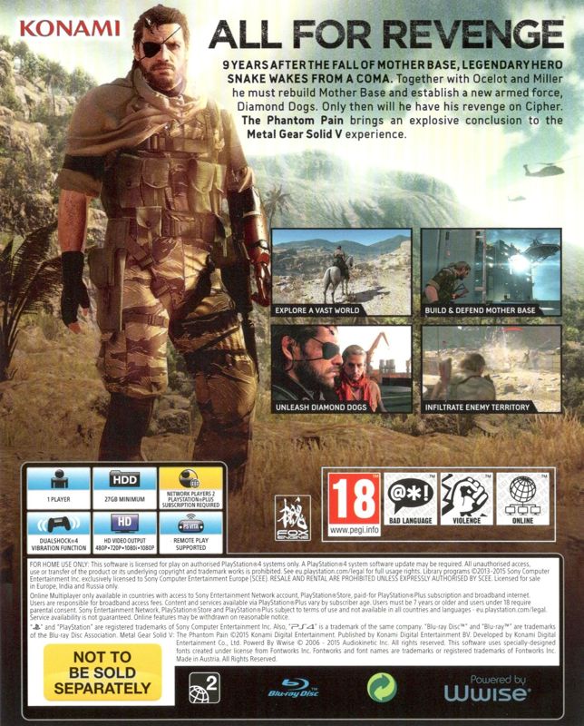 Back Cover for Metal Gear Solid V: The Phantom Pain (Collector's Edition) (PlayStation 4)