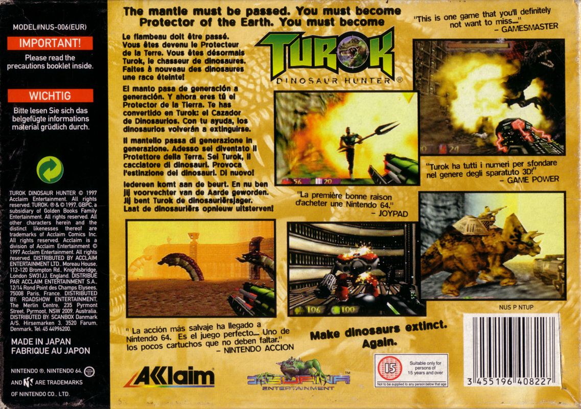 Turok: Dinosaur Hunter cover or packaging material - MobyGames