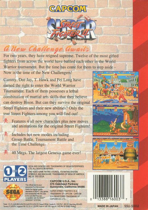 Back Cover for Super Street Fighter II (Genesis)