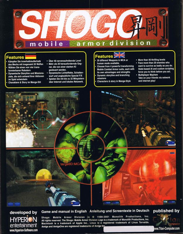 Back Cover for Shogo: Mobile Armor Division (Linux)