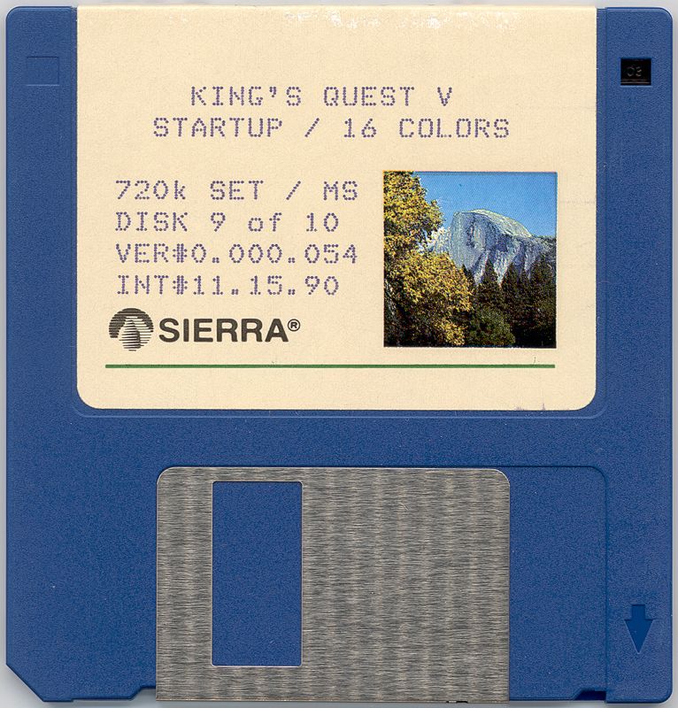 Media for King's Quest V: Absence Makes the Heart Go Yonder! (DOS): 3.5" Disk 1/10