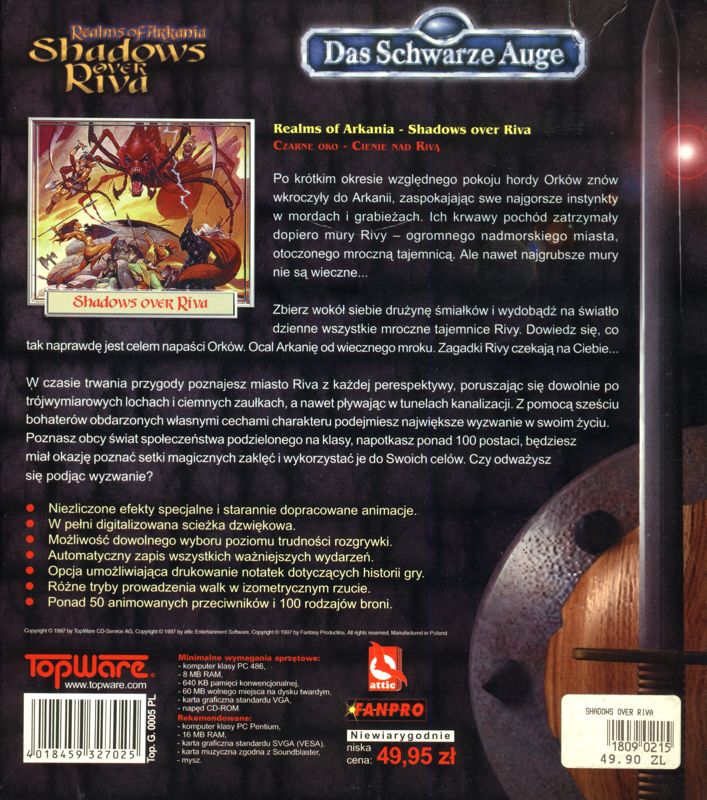 Back Cover for Realms of Arkania III: Shadows over Riva (DOS)