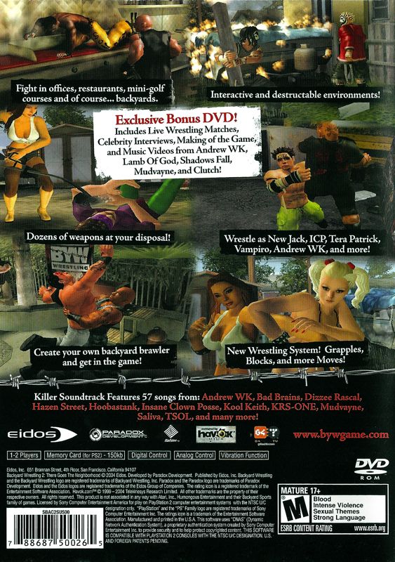 Back Cover for Backyard Wrestling 2: There Goes the Neighborhood (PlayStation 2) (Best Buy edition)