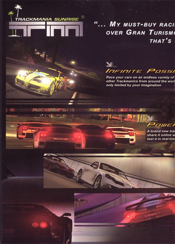 Inside Cover for TrackMania Sunrise (Windows): Left Flap