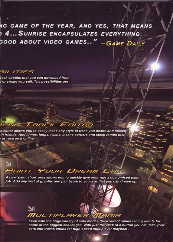 Inside Cover for TrackMania Sunrise (Windows): Right Flap