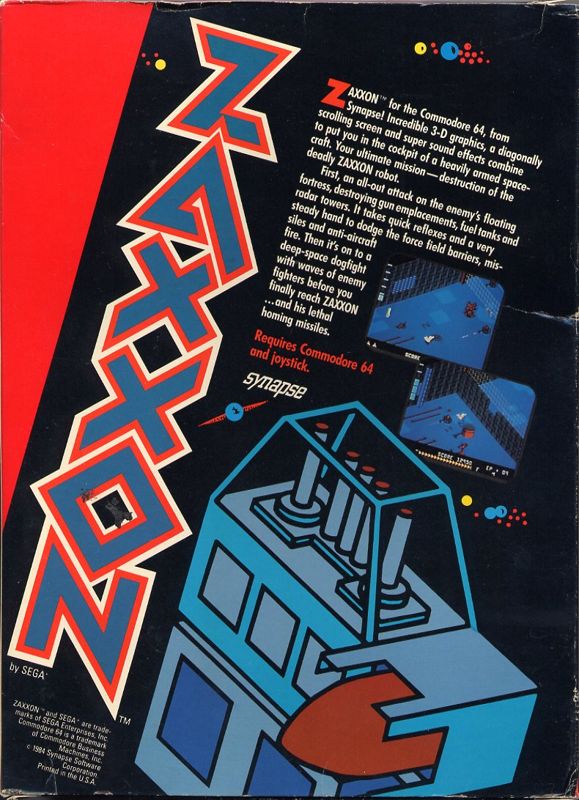 Back Cover for Zaxxon (Commodore 64)