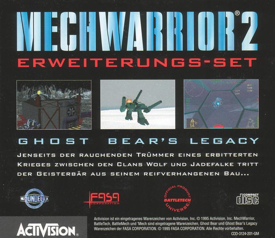 Other for MechWarrior 2: Ghost Bear's Legacy (DOS): Jewel Case - Back