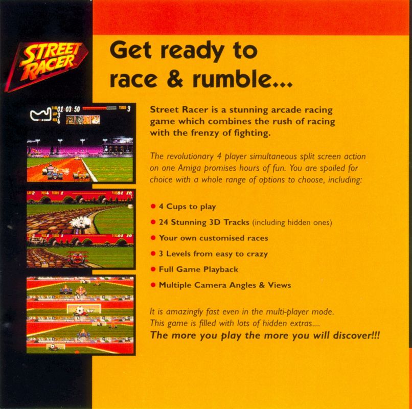 Inside Cover for Street Racer (Amiga)